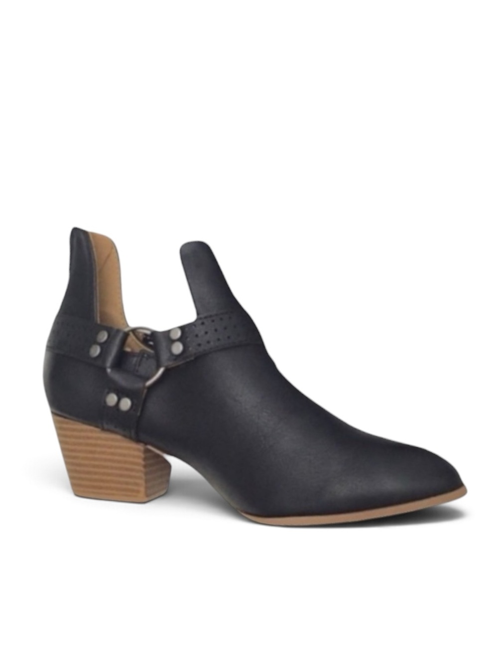 Qupid Black Pointed Toe Cut-out Ankle Booties